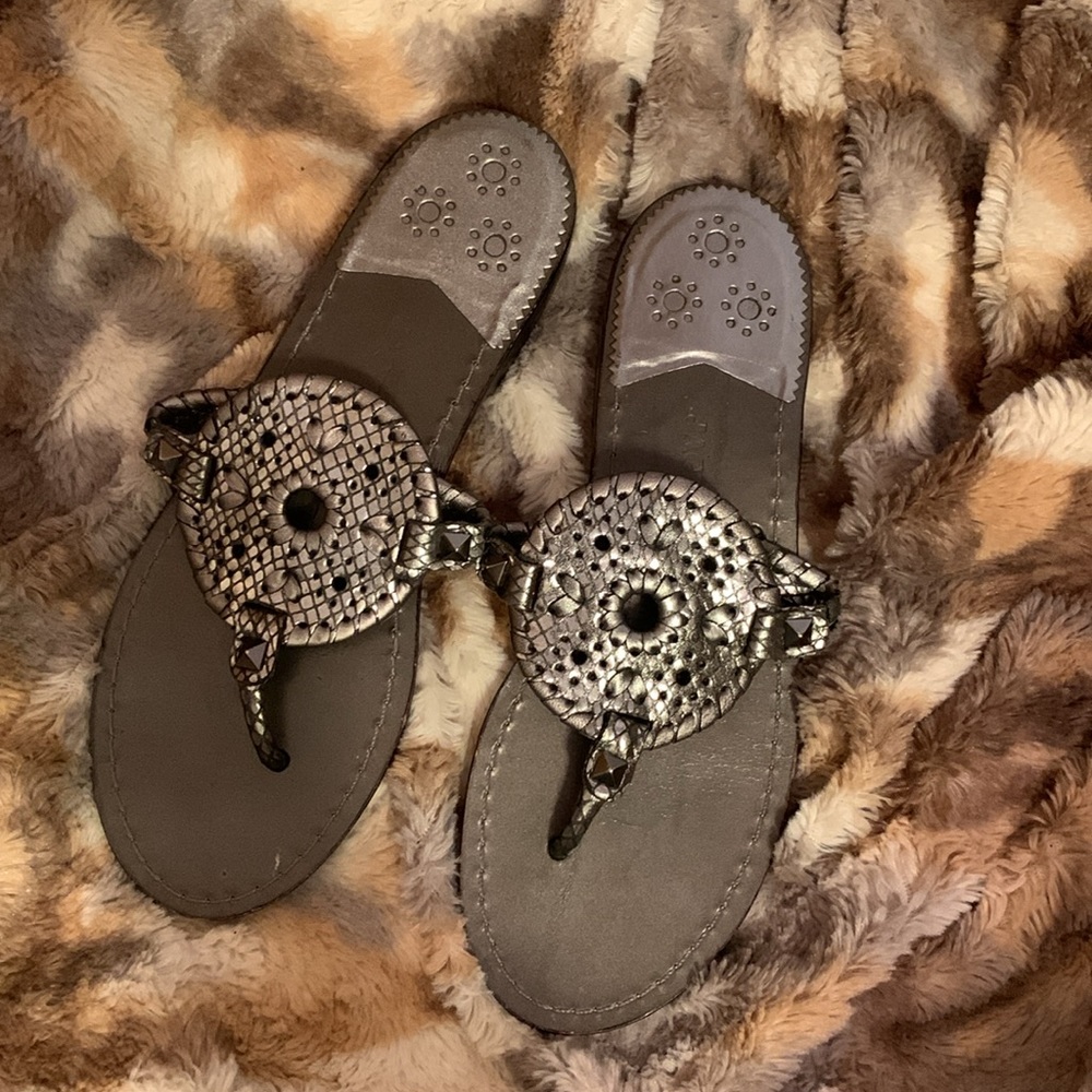 JACK ROGERS Leather Georgia Python Sandals — 7 - Picture 6 of 11